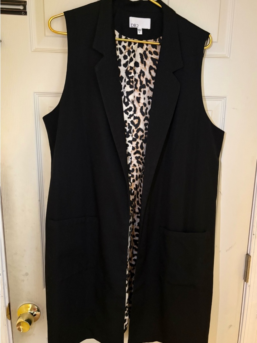 DR2 Black Blazer with Leopard Print Lining